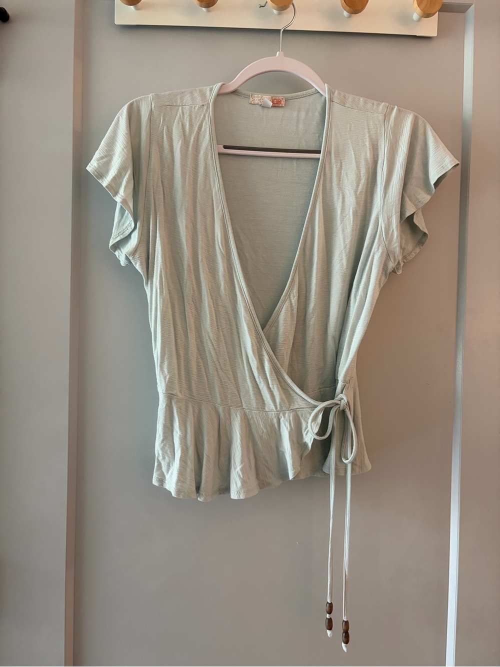 GB Light Blue/Green Wrap Top